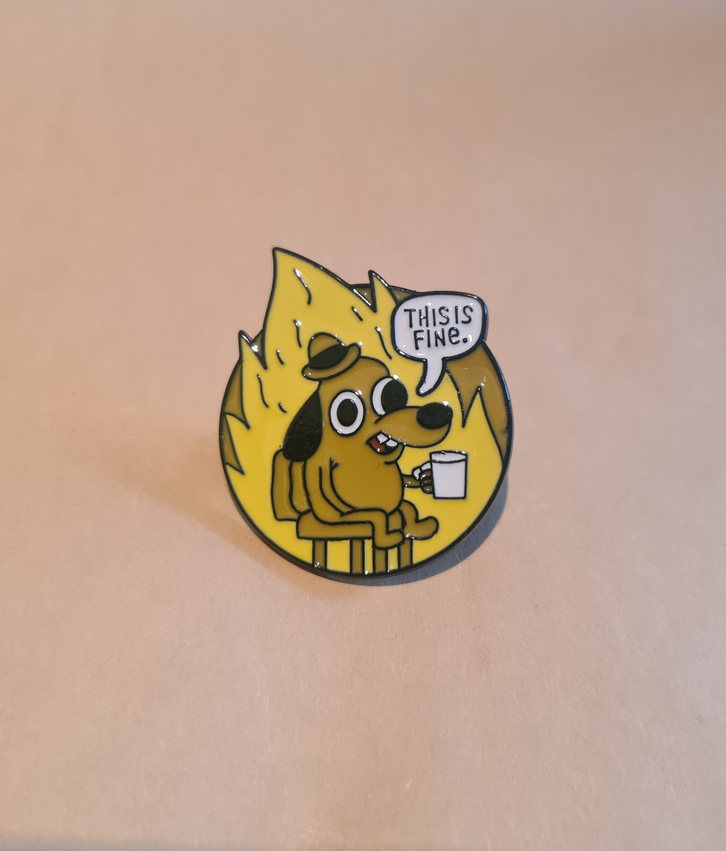 This is Fine Dog Fire Meme Enamel Pin Badge Etsy UK