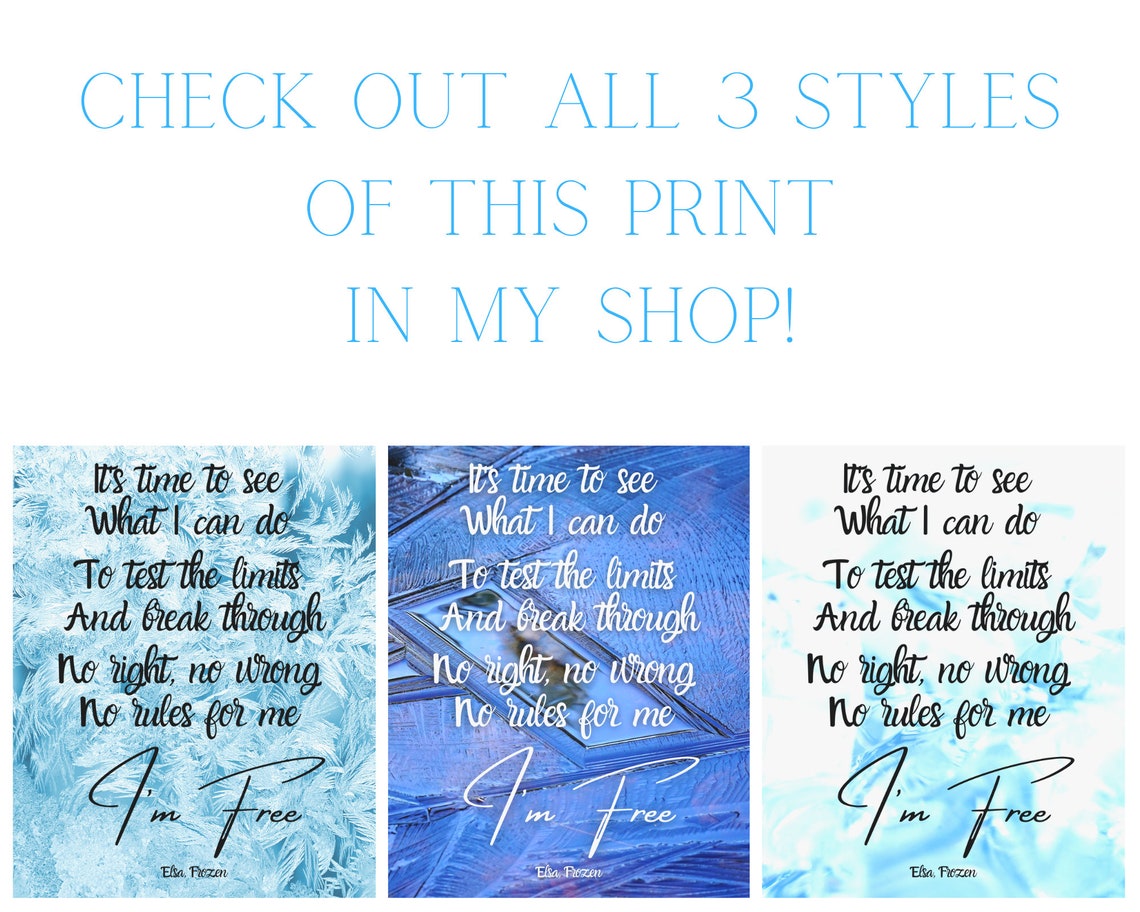 Let It Go Frozen Lyrics Print Elsa It's time to see what | Etsy