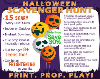 Halloween Scavenger Hunt, Halloween clue hunt, Kids Halloween Treasure  Hunt , Scavenger Hunt Kids, Fall Scavenger Hunt, Halloween games