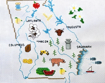 Completed Cross Stitch - State of Georgia