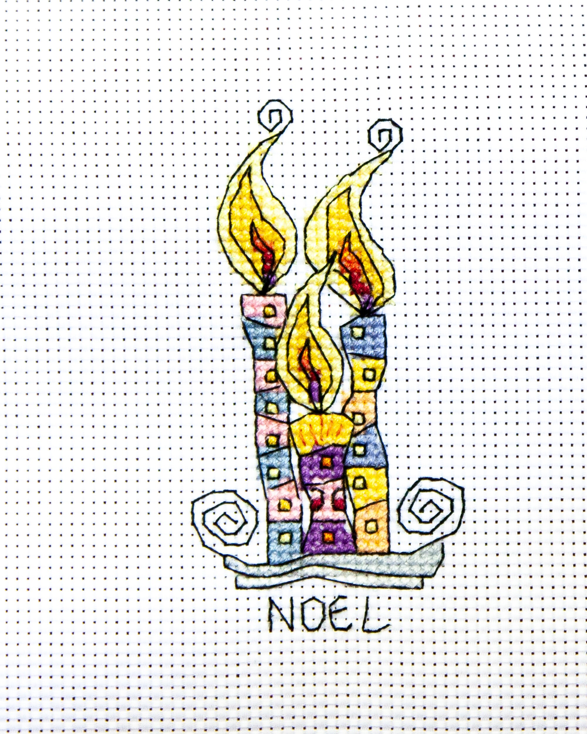 Completed Cross Stitch Candle Cluster Etsy