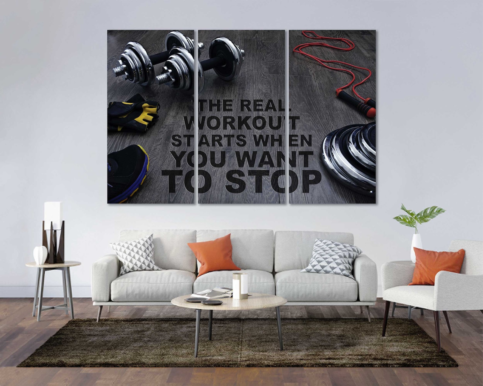 Workout Stylish Art Wall Athletic Canvas Wall Decor Dumbbells Etsy