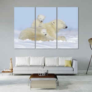 Charming Family Polar Bears Art Wall Decor Polar Bears Original Art For Home Polar Bear Cool Design Bedroom Polar Bears Photo Art Decoration