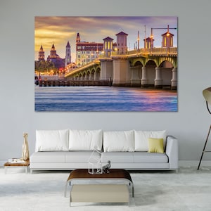 Saint Augustine City at Sunset Saint Augustine Modern Wall Art Saint Augustine Artwork Decor Florida Large Pictures for Wall