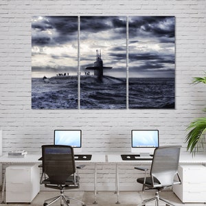 Submarine Modern Art Decor Submarine Art Print on Canvas Submarine Painting Art Wall Submarine Design Art Water Transport Photo Art Print