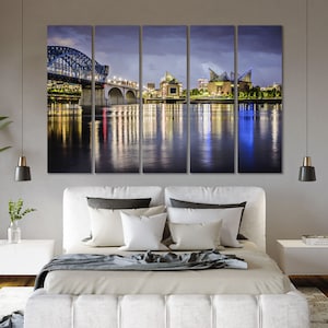 Chattanooga Bedroom Wall Art Chattanooga Stylish Wall Decor Chattanooga Cityscape Art Tennessee Print on Canvas Tennessee Home Wall Art