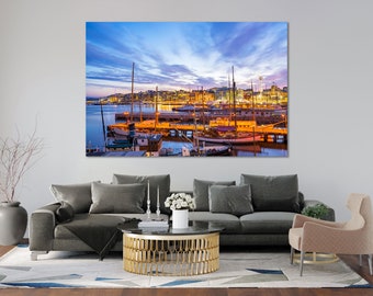 Office Wall Decor Oslo Night Harbor Scandinavian Canvas Art