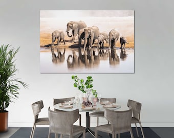 Elephant Canvas Print African Safari Wildlife Art for Living Room