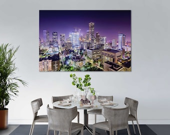 Houston Skyline Photography Print – Texas Night Cityscape Art