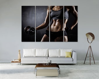 Fitness para chica Moderno Wall Art Athletic Cool Wall Decor Dumbbells Print Art Decor GYM Fashion Art Wall Sport Canvas Wall Decor Fitness Art