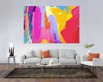 Abstract Acrylic Canvas Print, Colorful Textured Wall Art