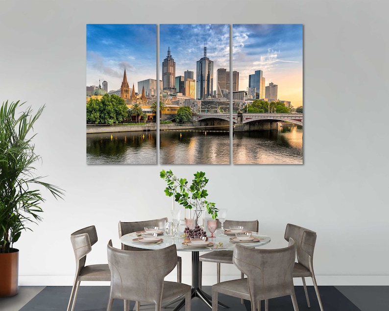 Melbourne Skyline Decor Home Melbourne Large Art for Wall Etsy