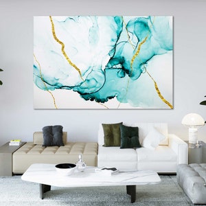 Blue and Gold Marble Abstract Art Wall Abstract Drawing Wall Decor Abstract Print on Canvas Art Abstract Pictures For Wall Abstract Painting