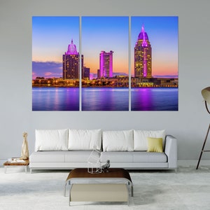 Mobile City Downtown Picture Wall Decor Mobile Cityscape Printing on Canvas Mobile Original Wall Art Mobile Modish Home Decor Alabama Design
