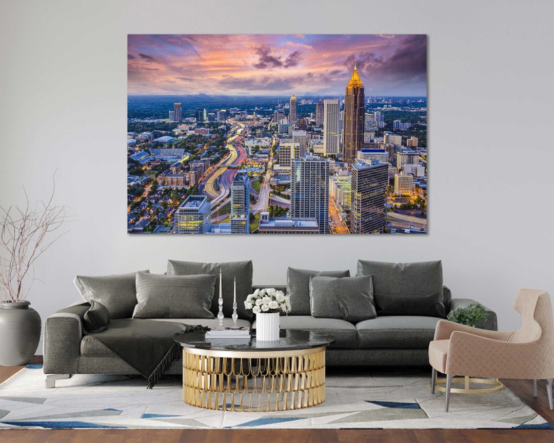 Atlanta Downtown Print Art Atlanta Modern Wall Art Atlanta Canvas Print