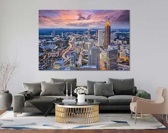 Atlanta Downtown Print Art Atlanta Modern Wall Art Atlanta Canvas Print Art Georgia Paintings for Bedroom Georgia Stylish Home Wall Art