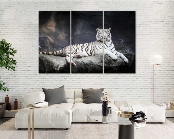 White Tiger on Canvas White Tiger in the Wild White Tiger - Etsy Israel