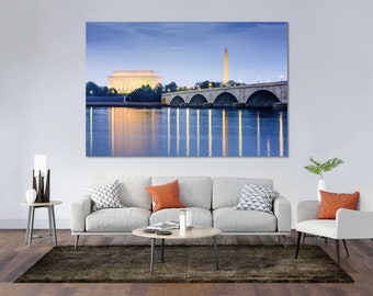 Washington DC Skyline Canvas Print – Lincoln Memorial, Night View