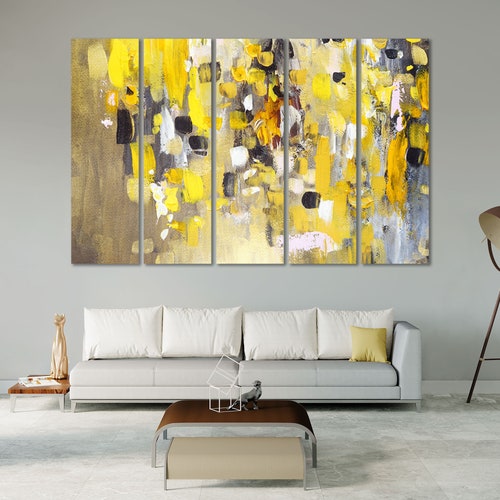 Yellow Brush Strokes Oil Abstract Art Painting Abstract Wall - Etsy