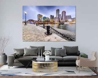 Boston Cityscape Canvas Print, Modern City Wall Art