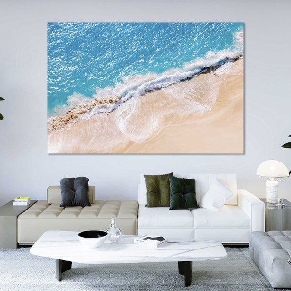 View of the Beach From Above Beach Stylish Wall Decor Beach Home Print Decor Ocean Canvas Wall Art Sea Beach Wall Painting Relax Artwork