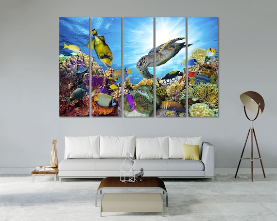 Aquarium Art Decor for Home Fish Underwater Print Canvas Wall Art