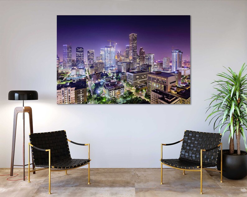 Houston Skyline Wall Decor Houston Large Framed Art for Home Etsy