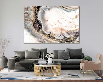 Abstrakter Kunstdruck auf Leinwand in Goldmarmor-Optik, moderne Wanddekoration im Art-déco-Stil