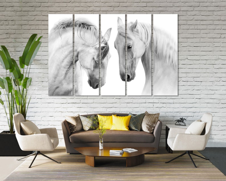 Black and White Horses Canvas Art Horses Canvas Print for Etsy