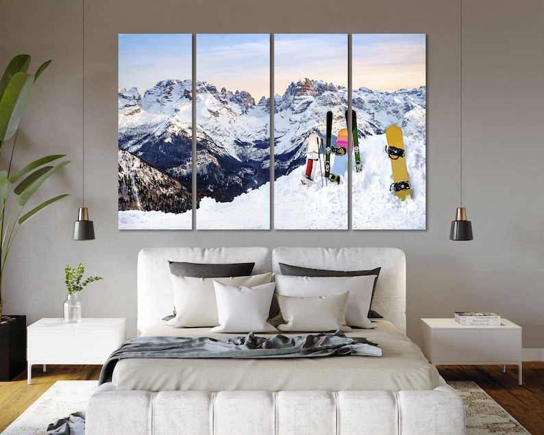 Snowboards Cool Wall Art Snow Mountains Wall Decor Etsy