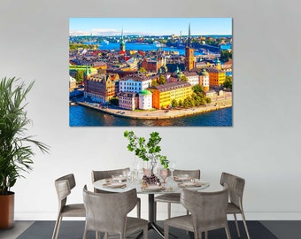 Stockholm Wall Art Print, Gamla Stan Sweden Cityscape Canvas