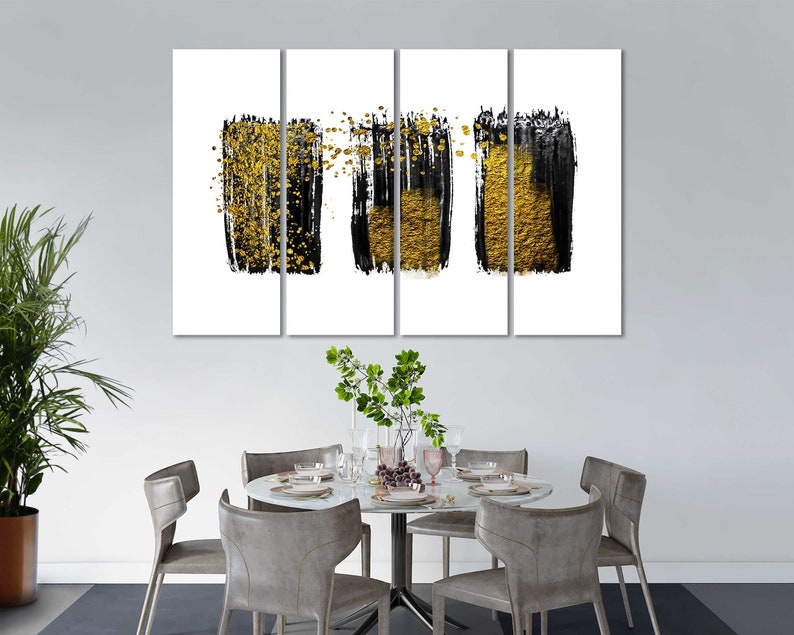 Luxury Abstract Wall Painting Black and Gold Modern Abstract Etsy
