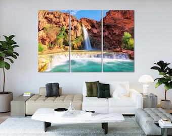 Arizona Wall Art Havasupai Falls Canvas Print, Waterfall Decor for Home