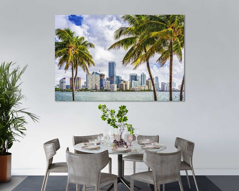 Miami Skyline Large Wall Art Miami Stylish Wall Decor Miami Etsy