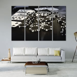 Poker Game Modern Wall Decor Poker Pictures for Room Wall Poker Chips Arts Decor Home Poker Large Print Canvas Art Decor Playing Cards Decor