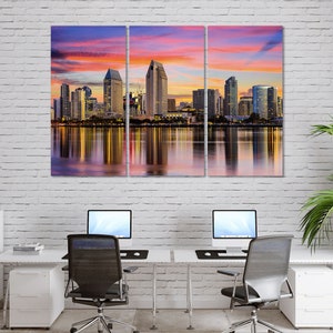 San Diego Cityscape at Sunset San Diego Trendy Wall Decor San Diego Painting Wall Art California Ideas Art for Home California Large Decor
