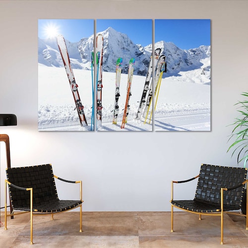 Skiing Painting Canvas Art Ski Wall Decor for Living Room Etsy