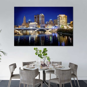 Columbus Awesome Night City Columbus Painting Decor Columbus Original Decor House Ohio Prints Canvas Ohio Home Interior Wall Art Ohio Gifts