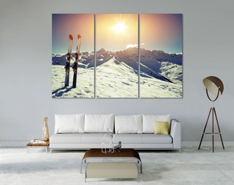 Ski Canvas Wall Art, Modern Winter Mountain Print