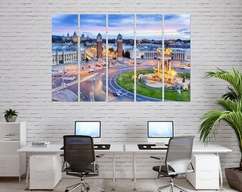 Barcelona City Canvas Print, Spain Travel Wall Art Decor