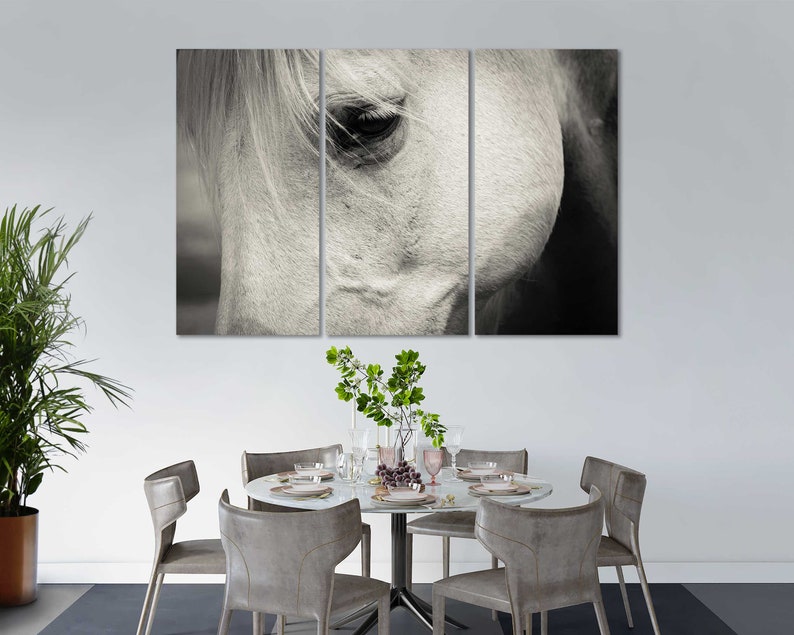 White Horse Wall Decor White Horse Portrait Canvas Print White Etsy