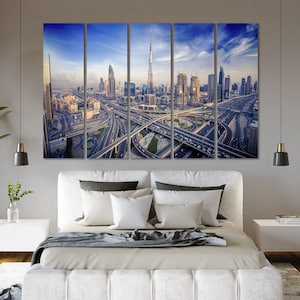 Dubai Skyline City Wall Decor Dubai Contemporary Decor Home Dubai Painting on Canvas Dubai Photo United Arab Emirates Travel Decor