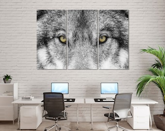 Wolf Eyes Canvas Print – Black & White Wildlife Photography Wall Art