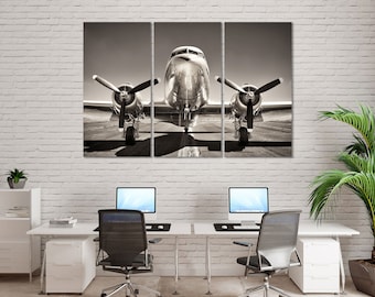 Wandbild fürs Kinderzimmer mit Flugzeugmotiv, Vintage-Flugzeug-Leinwand, Wanddekoration fürs Jungenzimmer
