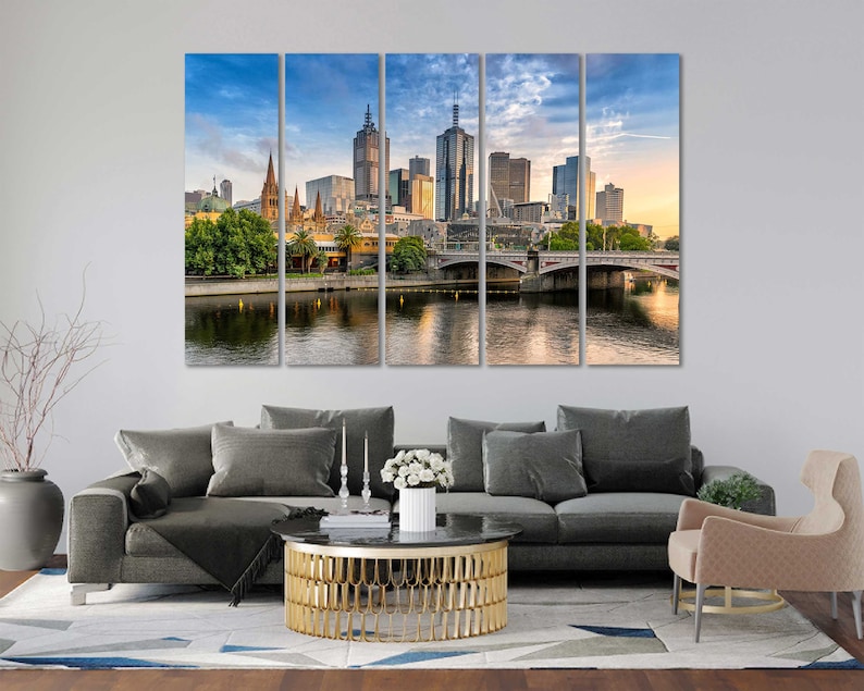 Melbourne Skyline Decor Home Melbourne Large Art for Wall Etsy