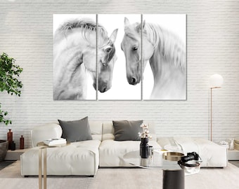 Black and White Horses Canvas Art Horses Canvas Print for Office Horse Wall Art Modern Horses Decor for Wall Horses Canvas Sale for Home