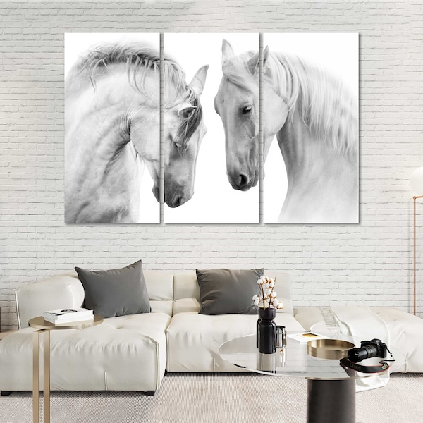 Black and White Horses Canvas Art Horses Canvas Print for Office Horse Wall Art Modern Horses Decor for Wall Horses Canvas Sale for Home