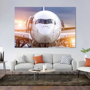 Commercial Airplane Front View Photography Print – Modern Aviation Wall Art | Travel Lover Gift, Luxury Aircraft Cockpit Poster