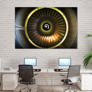 Huge Aircraft Turbine Popular Industrial Design on Canvas Logistic Wall Decor Airplane Turbine for Home Decor Original Gift to Office