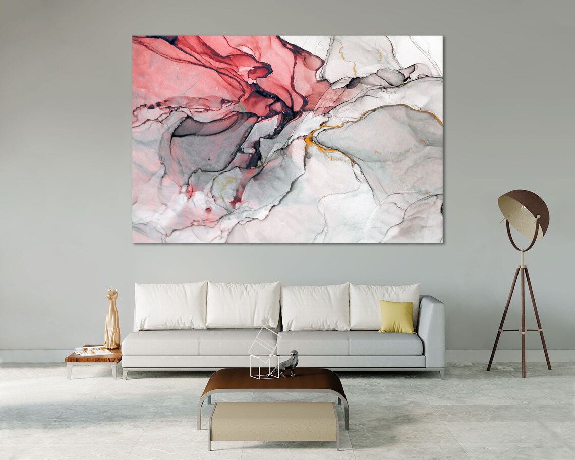 Wonderful Red and Grey Abstract Art Original Wall Decor Etsy
